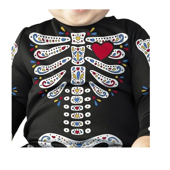 Sugar Skull Skeleton Halloween Costume for Infant Size 0-6 Months - Picture 3 of 6